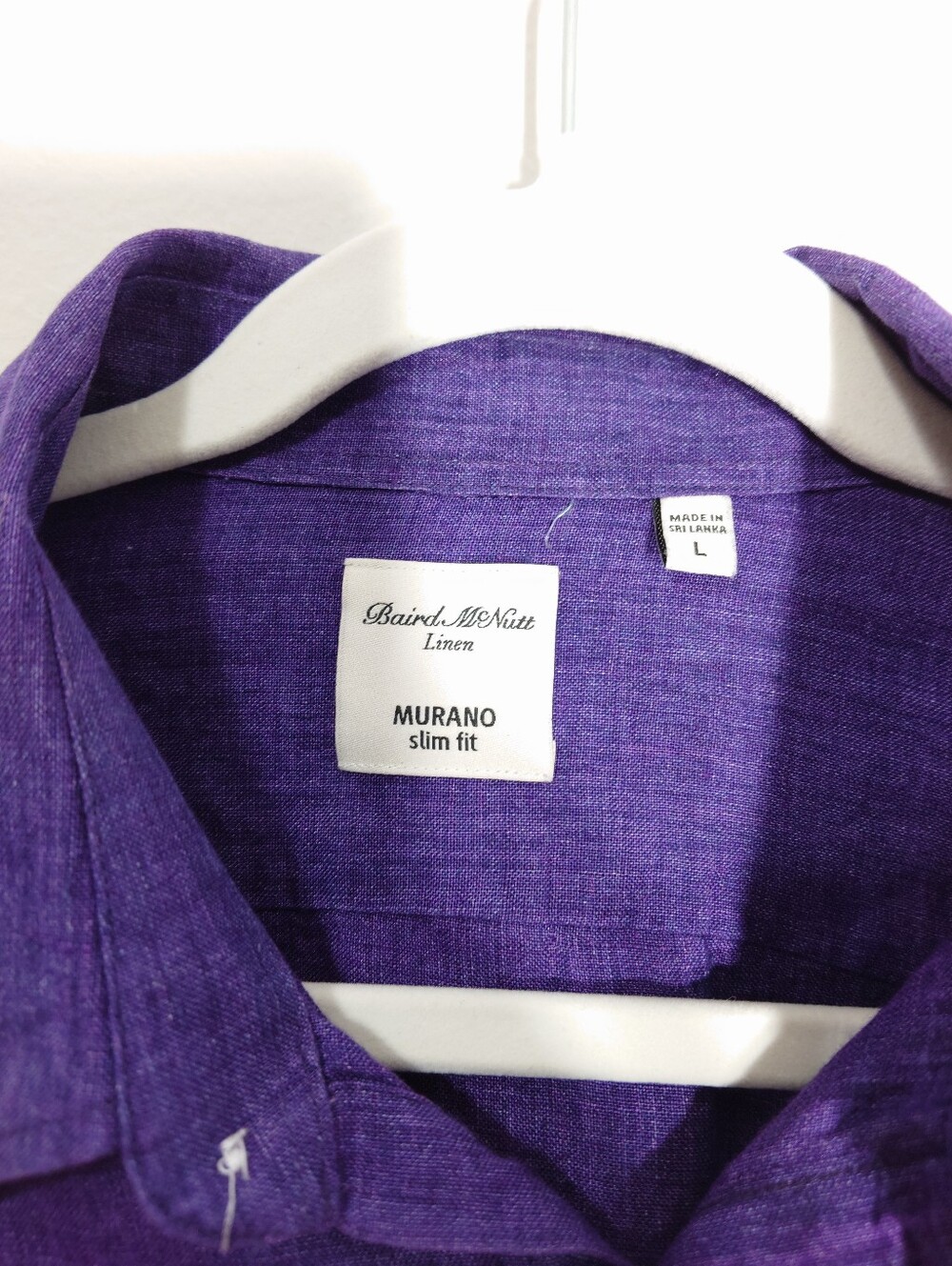 Murano Baird McNutt 100% Linen Purple Button Front Shirt Men's L Slim Fit - Picture 3 of 6